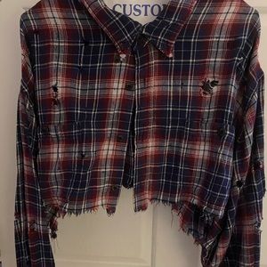 LF Plaid distressed crop